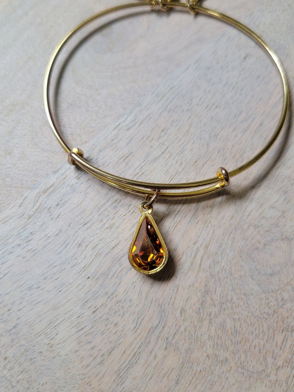 Alex And Ani Gold November Teardrop Crystal Charm Bangle